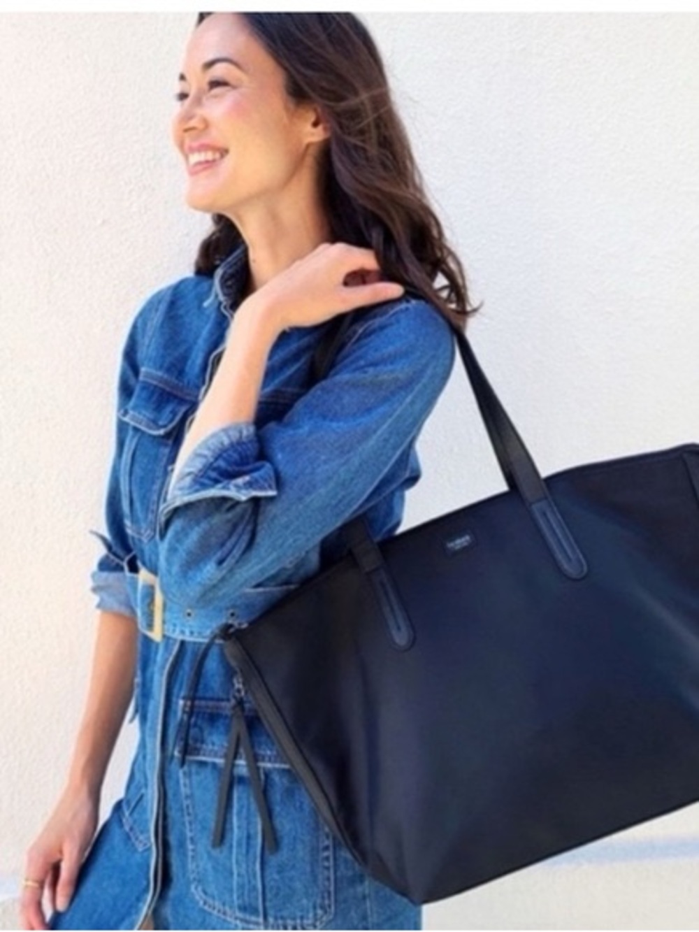 Botkier New York Bond Black Nylon Tote with Leather Trim